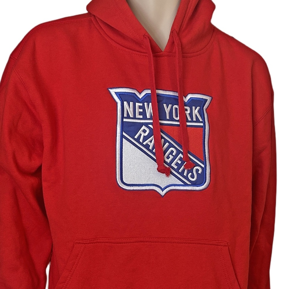 NHL New York Rangers Fleece Hoodie Sweatshirt Fan Cotton Embroidered Crest NWT - Picture 3 of 13